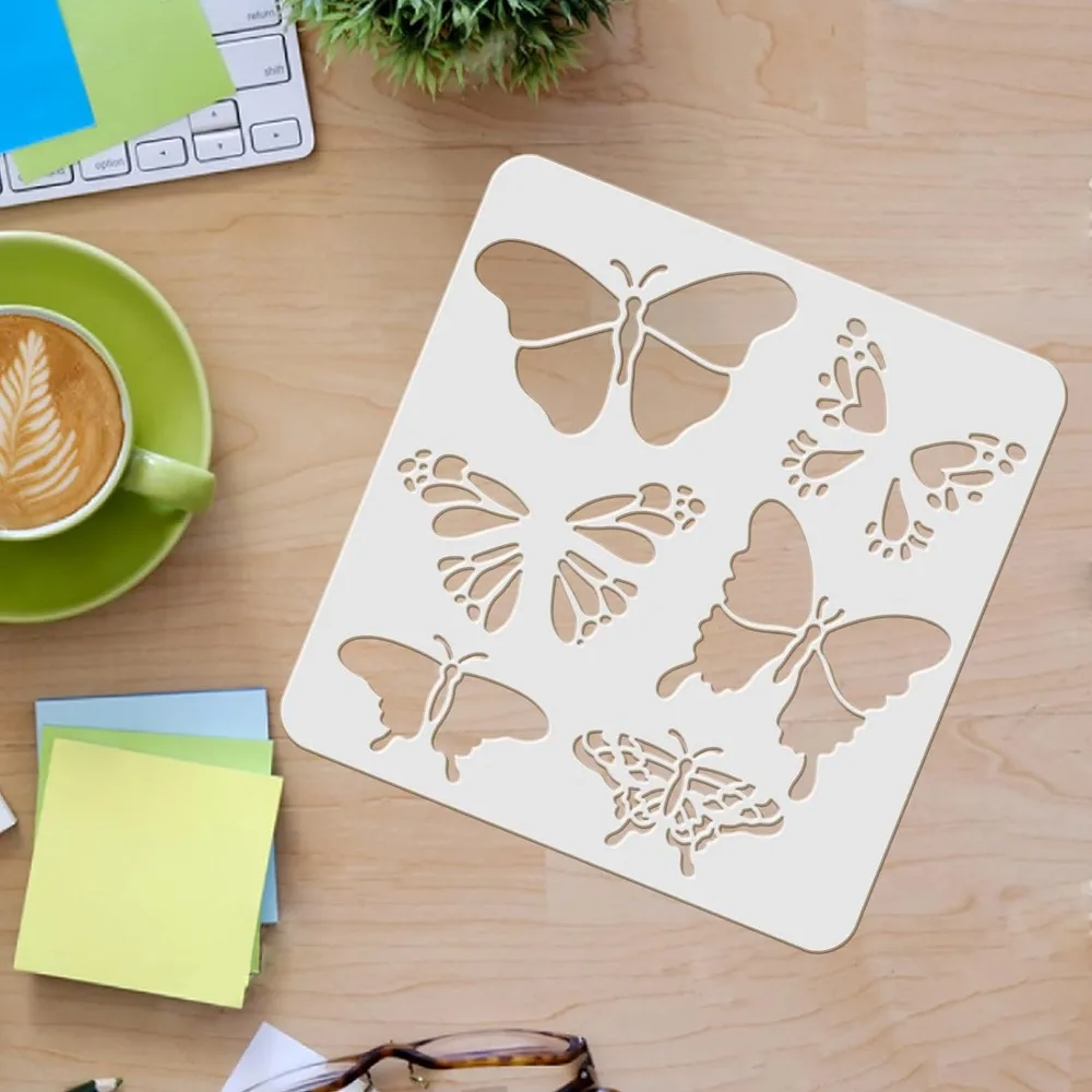 Butterfly Stencils Template 11.8x11.8inch Plastic Butterfly Drawing Painting Stencils Square Reusable Stencils for Painting