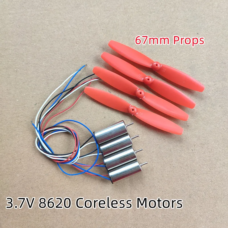 

DC 3.7V 8620 Coreless Motor Model Airplane Strong Magnetic Large Torque High Speed 8.6x20mm 67mm Props DIY RC Drone Quadcopter