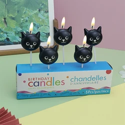 Black Cat Happy Birthday Cake Candles Cartoon Cute Children's Party Cat Cake Decorated Baby Happy Candles