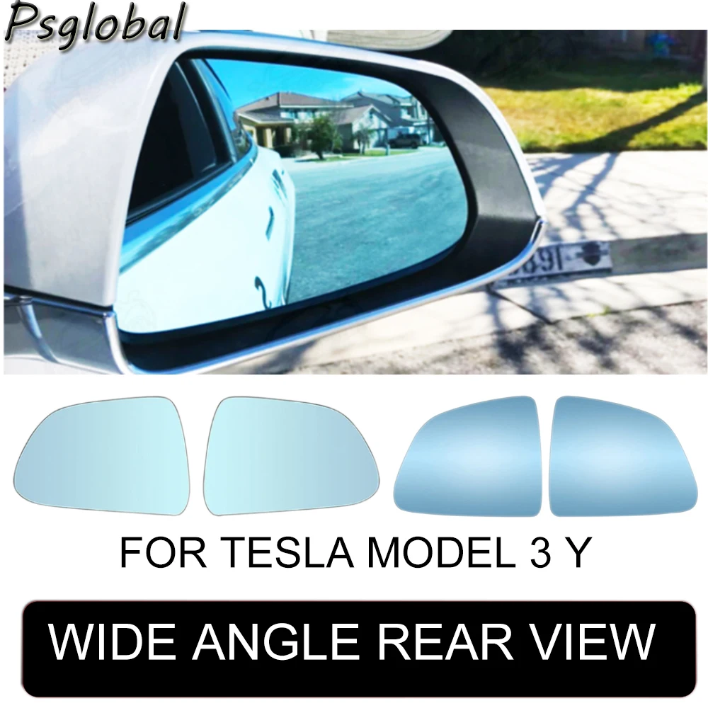 1Pair 800R Wide-Angle Large Vision Rearview Mirror Heating Replacemen Anti Dazzle Reversing For Tesla Model 3 Y X S Accessories