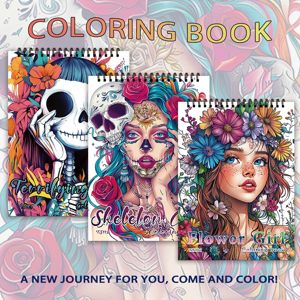 30 Sheets Adult Spiral Colouring Book, 11.2x 8.3 inch 100gsm Thick Paper, Perfect for Back to School Gifts, Halloween Gifts