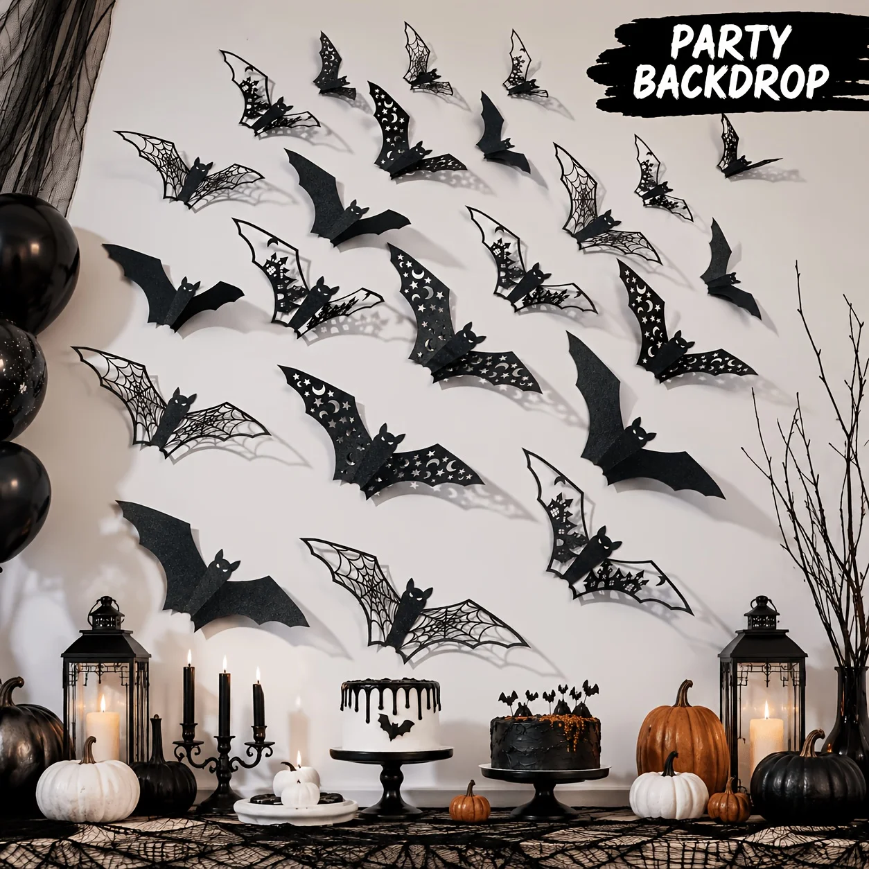 24pcs 3D Black Bat Wall Sticker Halloween Cutout Paper Bat Decals Party Door Window Wall Horror Atmosphere Decoration Prop - view 3