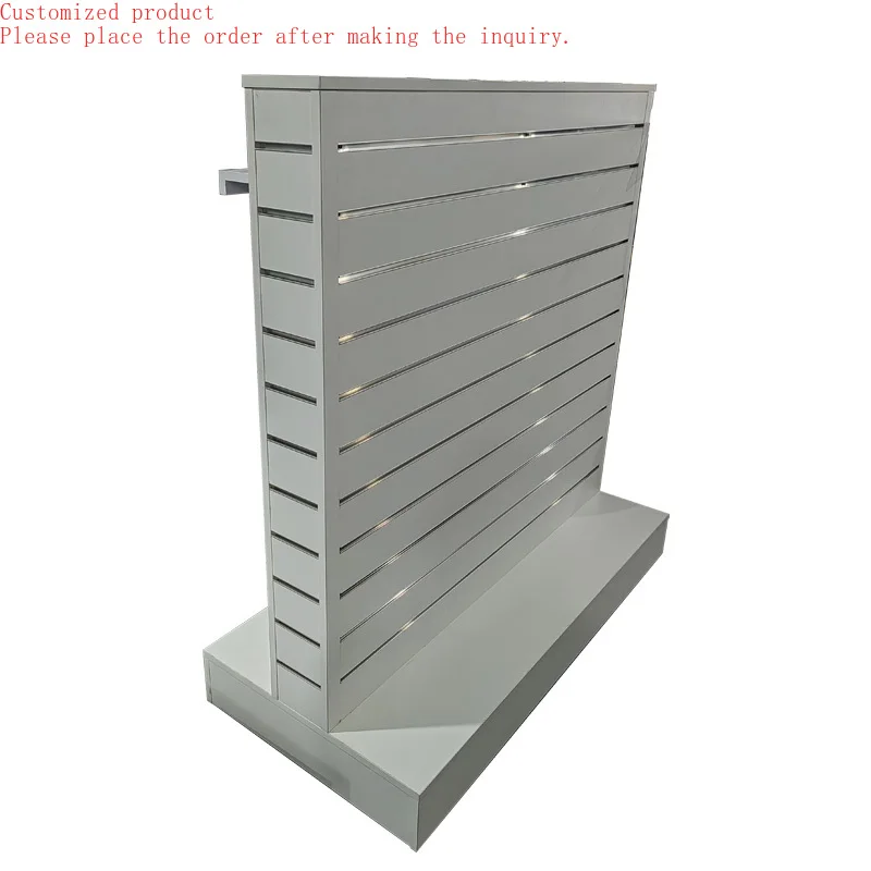 

Custom.HIKUYA Double Side Slatwall Gondola Display Melamine Shelf with Aluminum Inserts for Retail Store