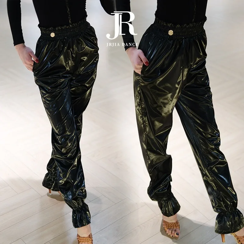 customized JIR with high waist sweat wicking slimming pants Latin dance training clothes locked temperature silver coated waist image 3