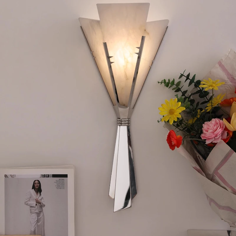 Buquê retrô de mármore espanhol medieval, lâmpada de parede para quarto e sala de estar