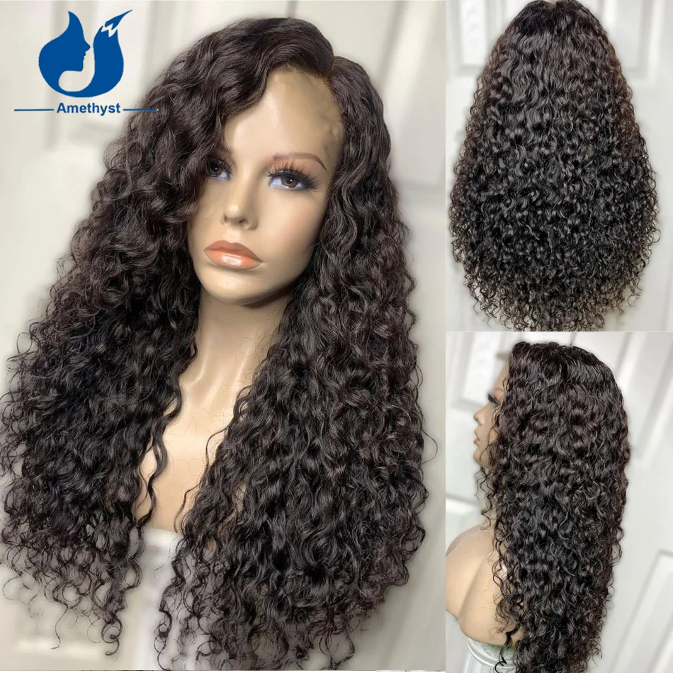 Side Part Natural Loose Curly 13x6 Lace Front Human Hair Wig 5.5x4.5PU Silk Base Closure Wig Free Part Cambodian Remy Curly Hair