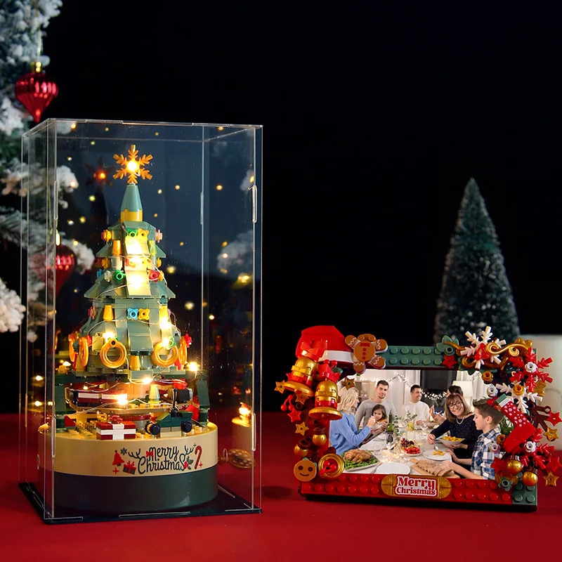 Blocchi di costruzione dell'albero di Natale Blocchi di costruzione cinesi Carillon rotante Blocchi di costruzione di Natale Ornamenti regalo di Natale compatibili con Lego