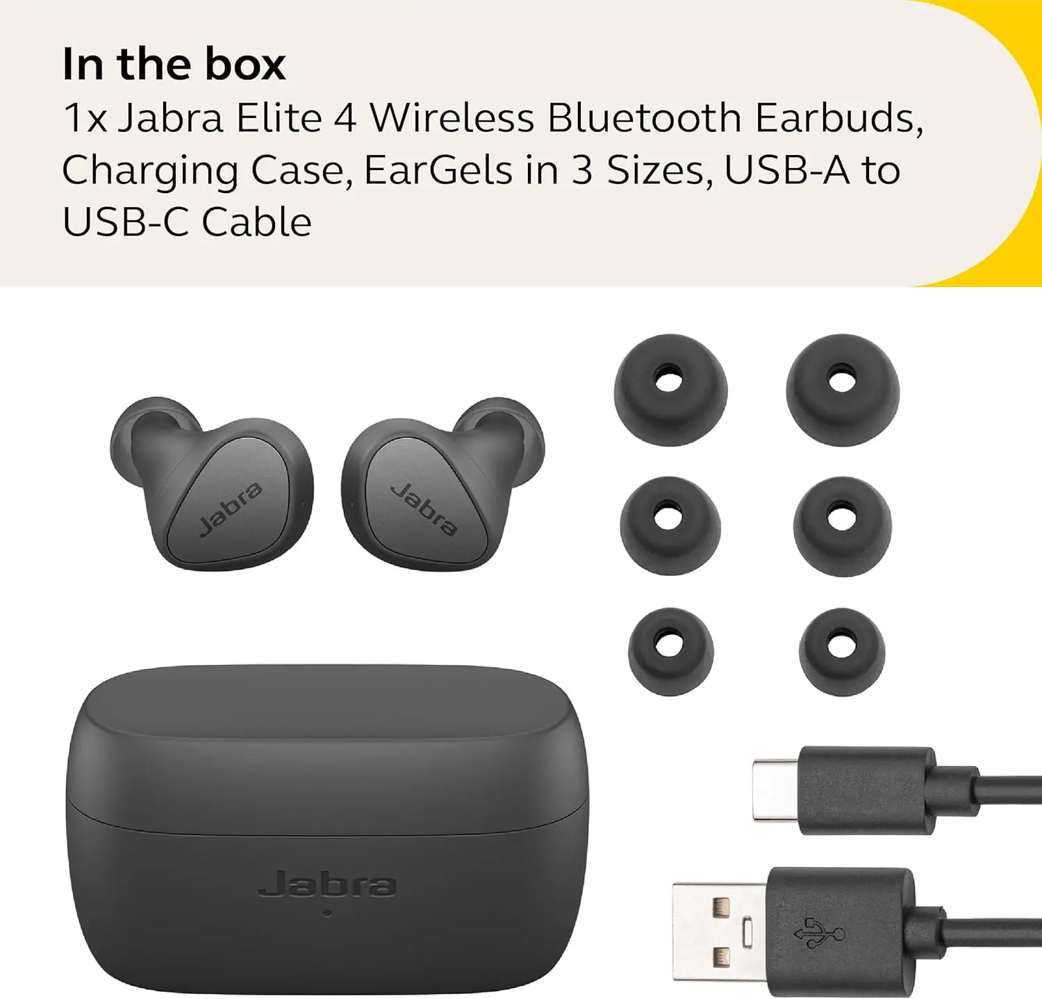 For Jabra Elite 4 True Wireless Earbuds  Active Noise Cancelling Headphones Dark Grey