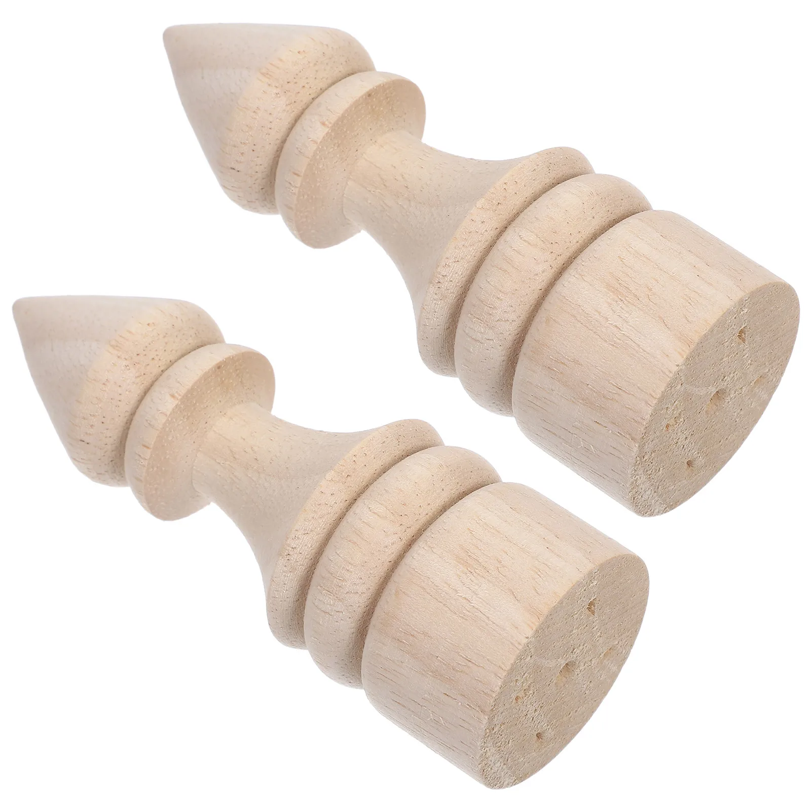 

2Pcs Solid Wood Decorative Finials for Home Furniture Column Bedpost Unfinished Wooden Lamp Top Curtain Rod Finial Wood