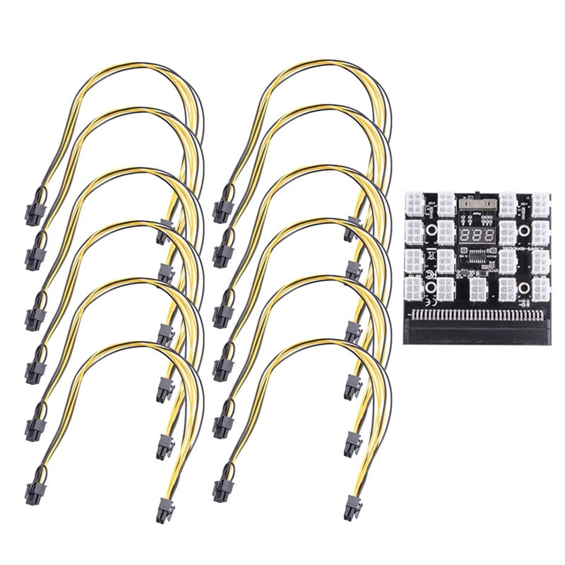 Top-12Pcs PCI-E 6Pin To 2P+6P Power Splitter Cable For PCIE PCI Express Image Card Y Splitter Extension Cable