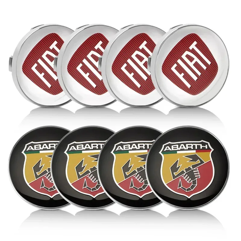 

4pcs 56mm+60mm Car Wheel Center Hub Cap Rim Cover Emblem Stickers For FIAT 500 Abarth Ducato Panda Grande Punto Tipo Accessories