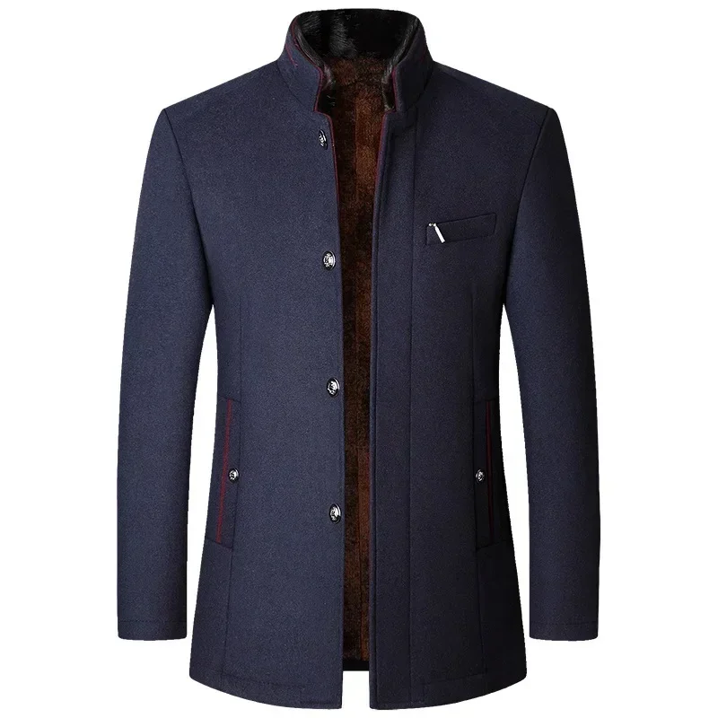 Male Winter Jackets and Coats 4 Men Woollen Trench Coats Cashmere Blazers Jackets Stand-up Collar Business Casual Suits Coats