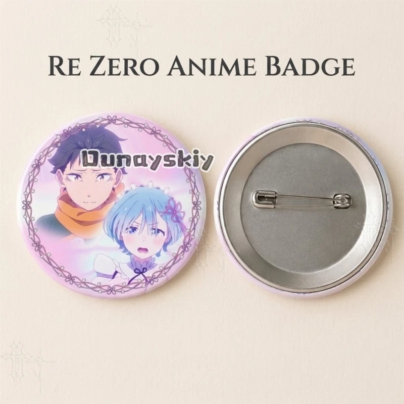 Re0 Zero Starting Life InAnther World Badge Anime Cosplay Accessory Tin Brooch For Comic Con Collection Backpack Decor Halloween view 2