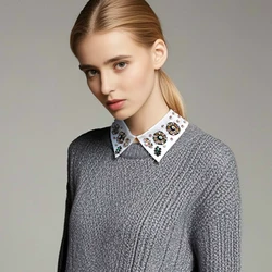 Shirt collar inlaid with luxurious colored gemstones. High-end colored false collar embellishment with noble temperament! False