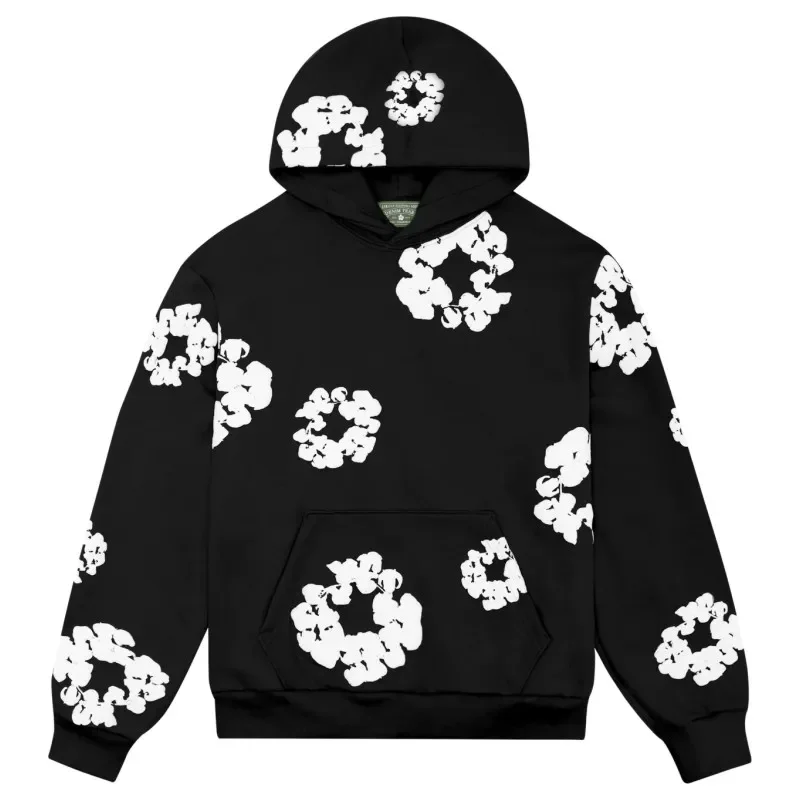 2024 Hip Hop Hoodie Foam Printed Kapok Casual Hoodie Y2K Fashion Street Pullover Odzież męska Jesień Zima Streetwear z długim rękawem