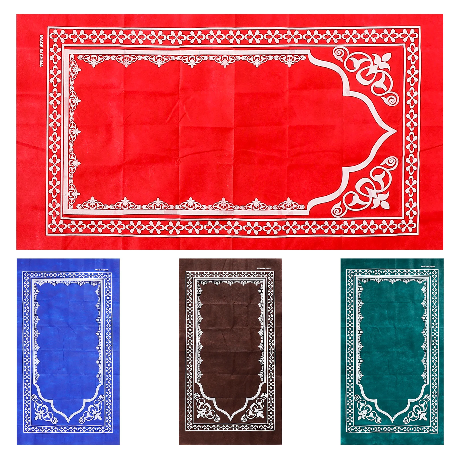 

4pcs Portable Prayer Mat Muslim Travel Non Skid Carpet Beautiful Islamic Patterns Coffee Purple Blue Green Colors