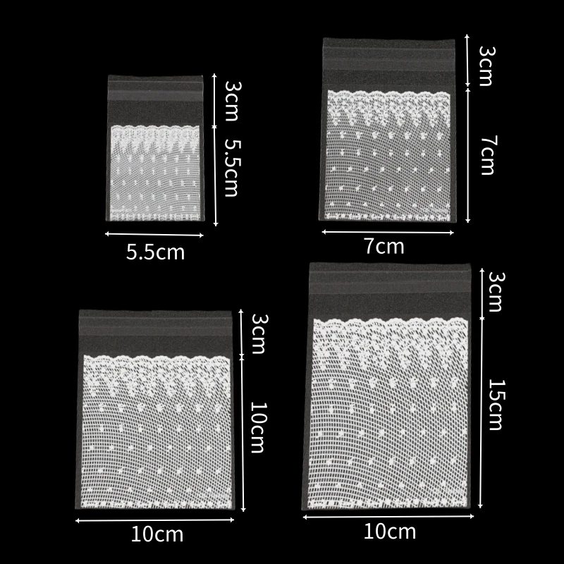 100 Stück Selbstklebende Transparente Plastik-Cellophan-Spitzentüten Geschenktüten für Kekse, Süßigkeiten, Hochzeits- und Geburtstagsfeier-Verpackungen – Detail 1