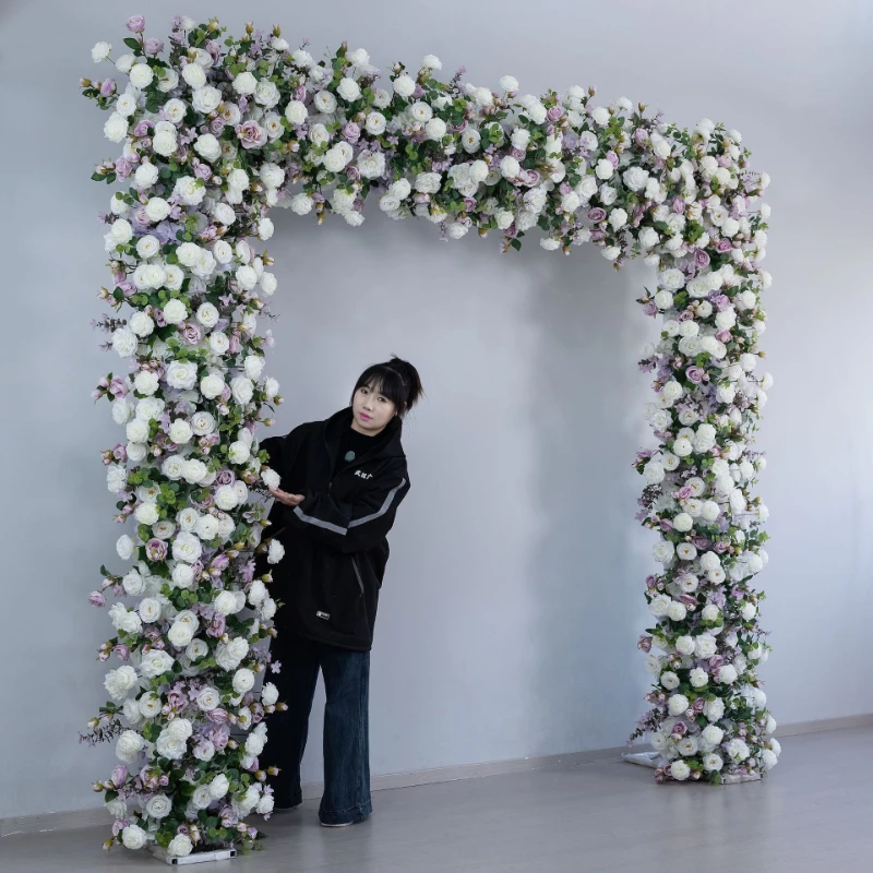 

Искусственная арка из роз фиолетового цвета 240 см для свадебного декора, арка в форме сердца, оформление сцены, цветочная композиция