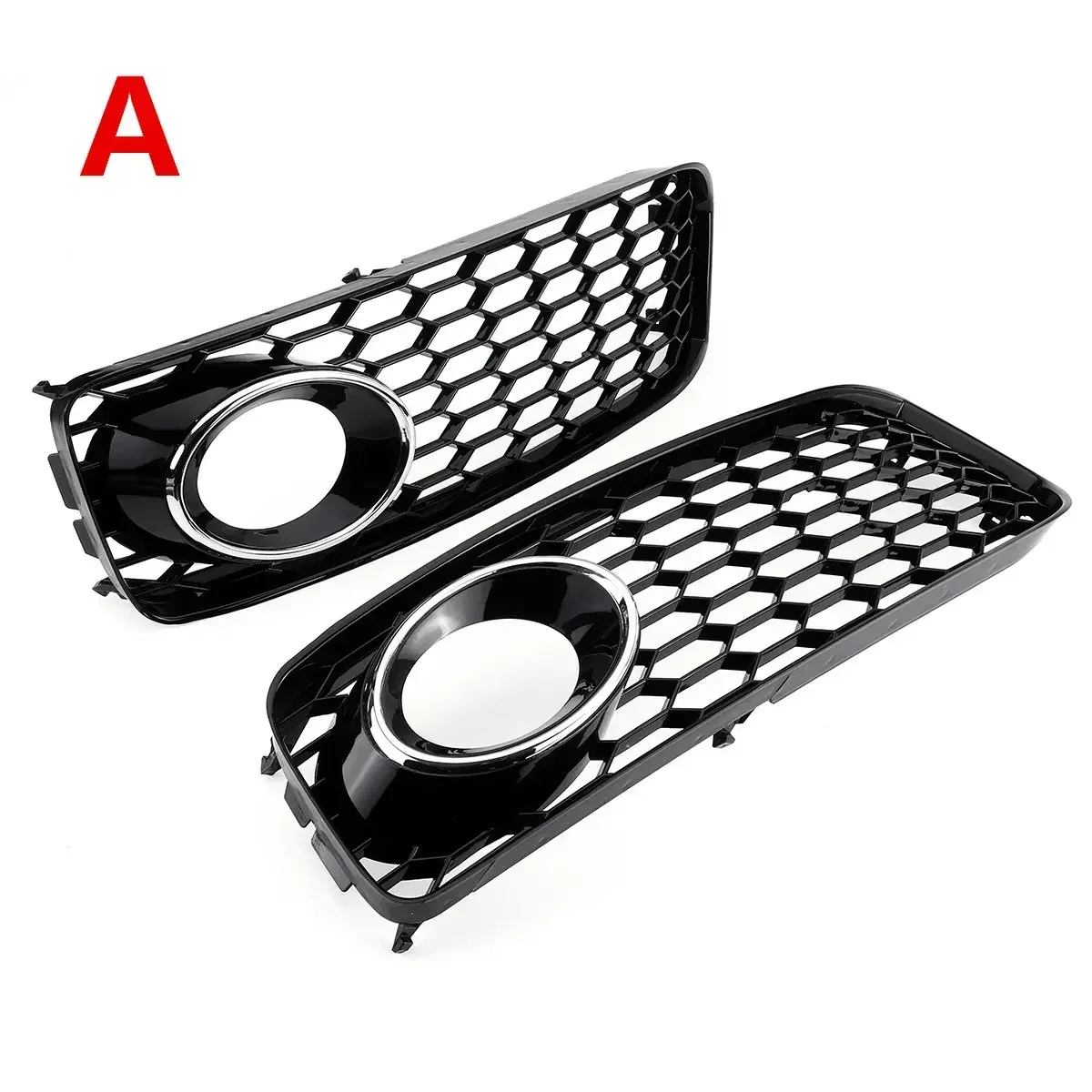 2x New Car Front Fog Light Cover Honeycomb Mesh Hex Front Grill For Audi A5 S-Line/S5 B8 RS5 2008-2012 Racing Grills Body Kit