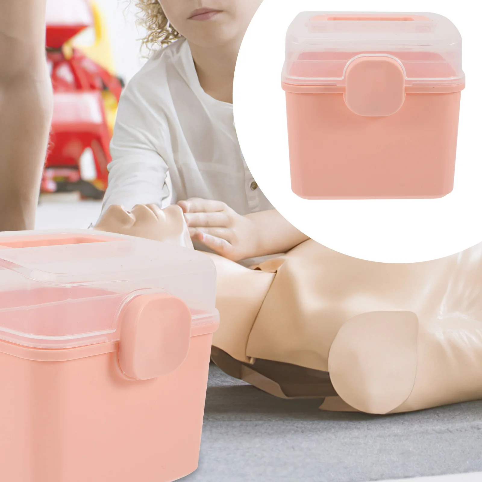 صندوق دواء منزلي محمول متعدد الطبقات حقيبة مساعدة كبيرة لتنظيم الأدوية مع مقبض للمنزل #1