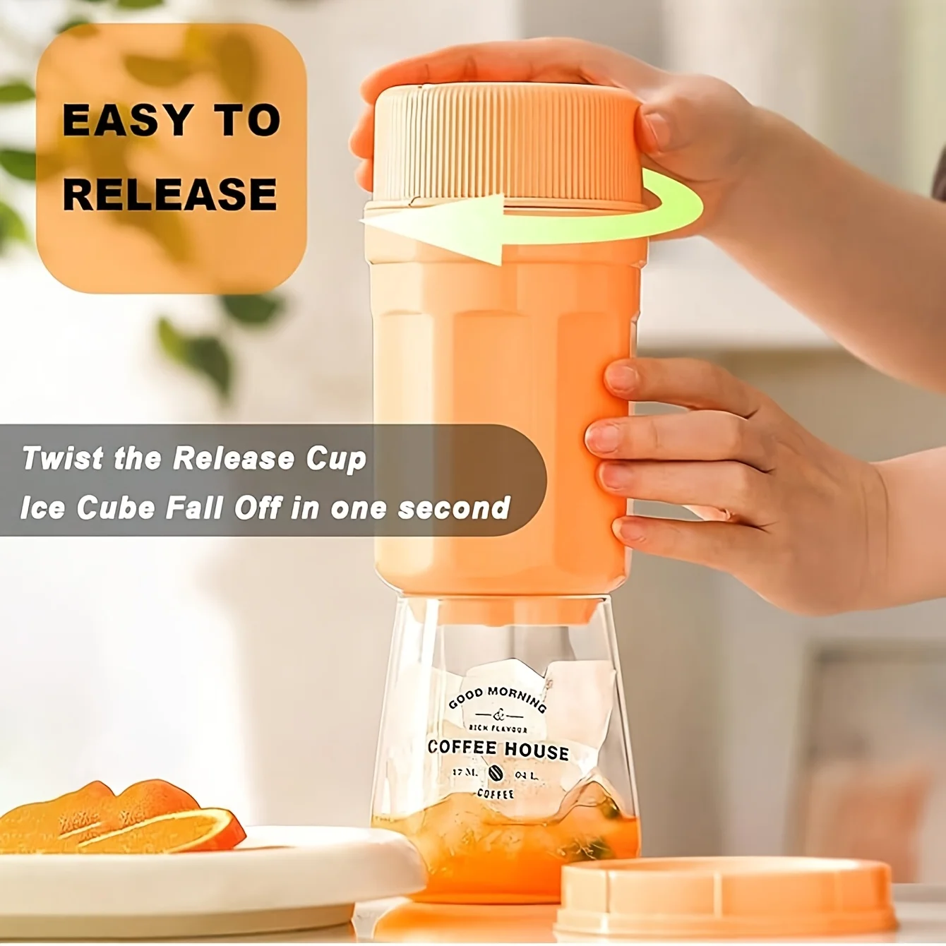 Rotary Twisting Ice Cube Maker Cup with 3 Ice Trays, Easy Twist Release Ice Mold, Stackable Ice Cube Tray for Summer Drinks