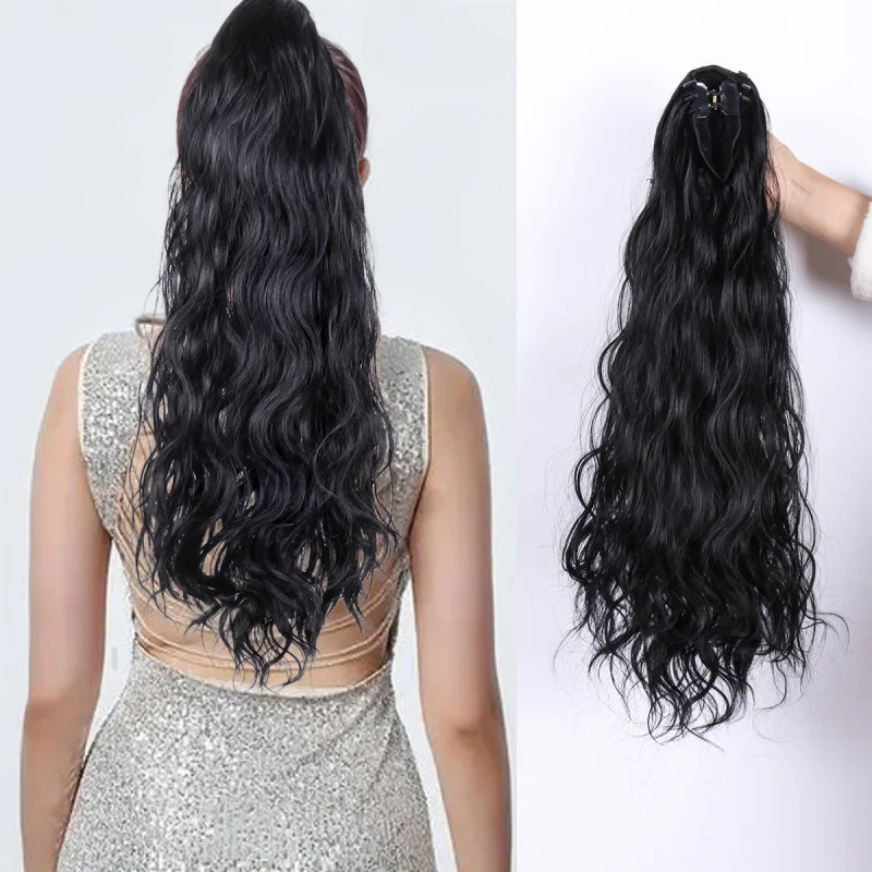 

European and American High-Temperature Silk Elegant Ponytail Wig High-End Fluffy Curly Hair Claw Clip