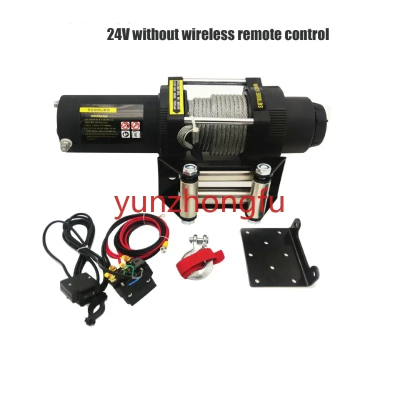 12v/24v 5000 Synthetic Rope Electric Winch for Traction Portable Winch  Car Trailer ATV Truck Off Road with Wireless Control