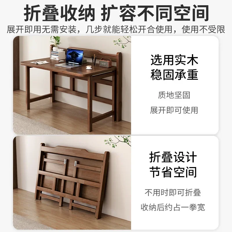 All Solid Wood Foldable Desk Adult Home Desk Workbench Bedroom Home Balcony Writing Table Small Tea Table