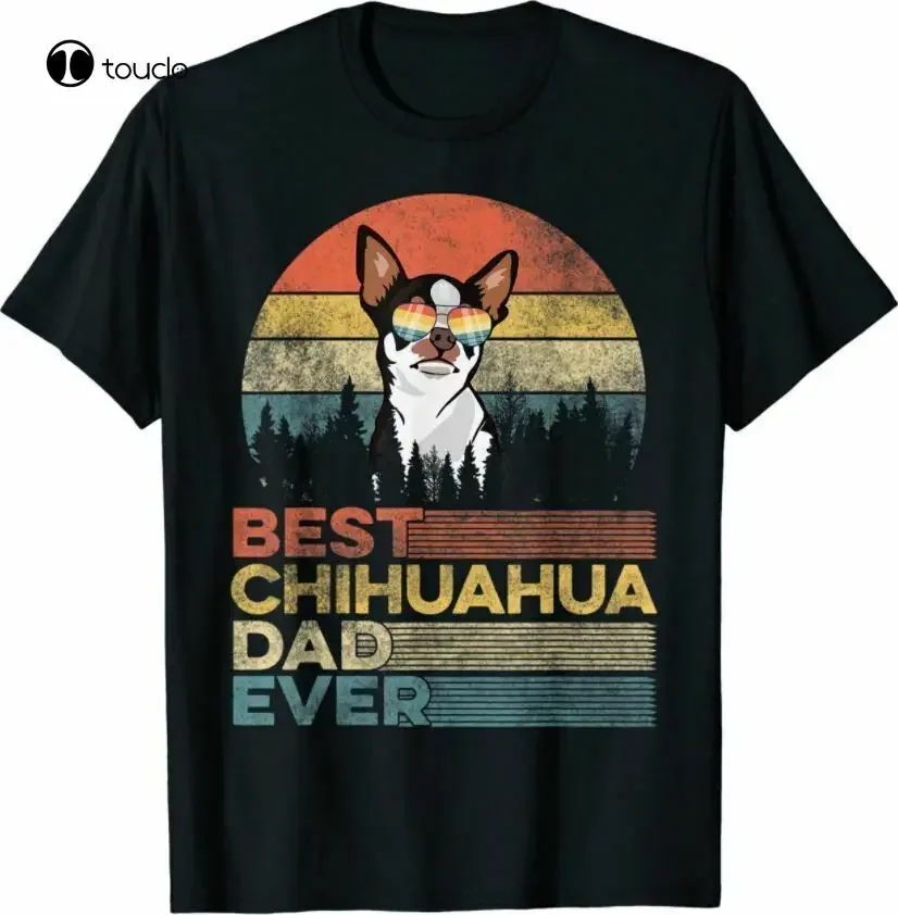 Dog Dad Shirts Retro Best Chihuahua Dad Ever T-Shirt Full Size S To 5Xl Hot New
