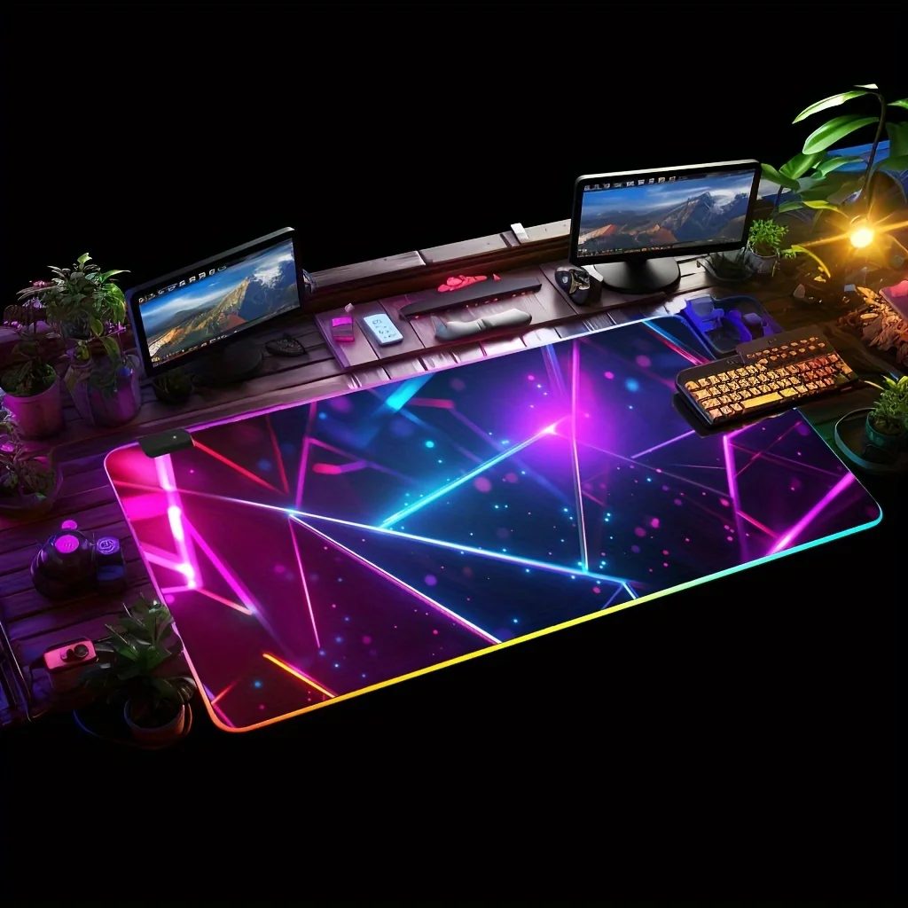 

RGB Gaming Mouse Pad LED Luminous Stitched Edge Large Desk Mat,Non-Slip Thick Keyboard Pad for Gamer,Office & Student Desk Decor