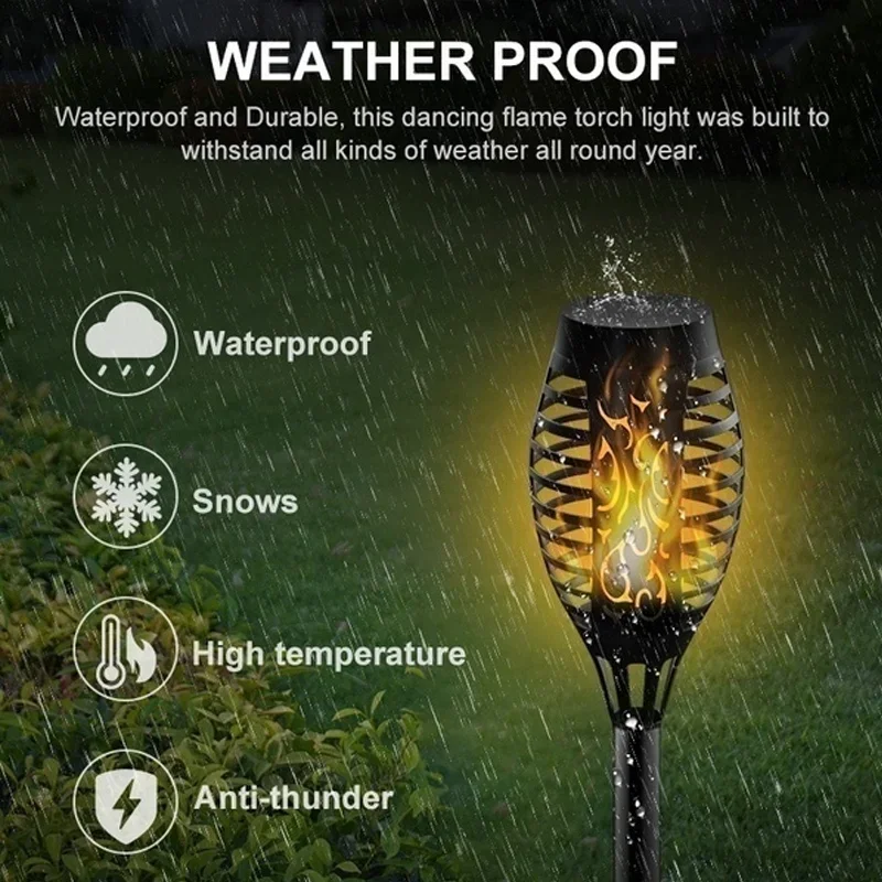 Lampu Taman tenaga surya, lampu nyala api berkedip, lampu halaman rumput tenaga surya luar ruangan, lampu dekorasi Natal