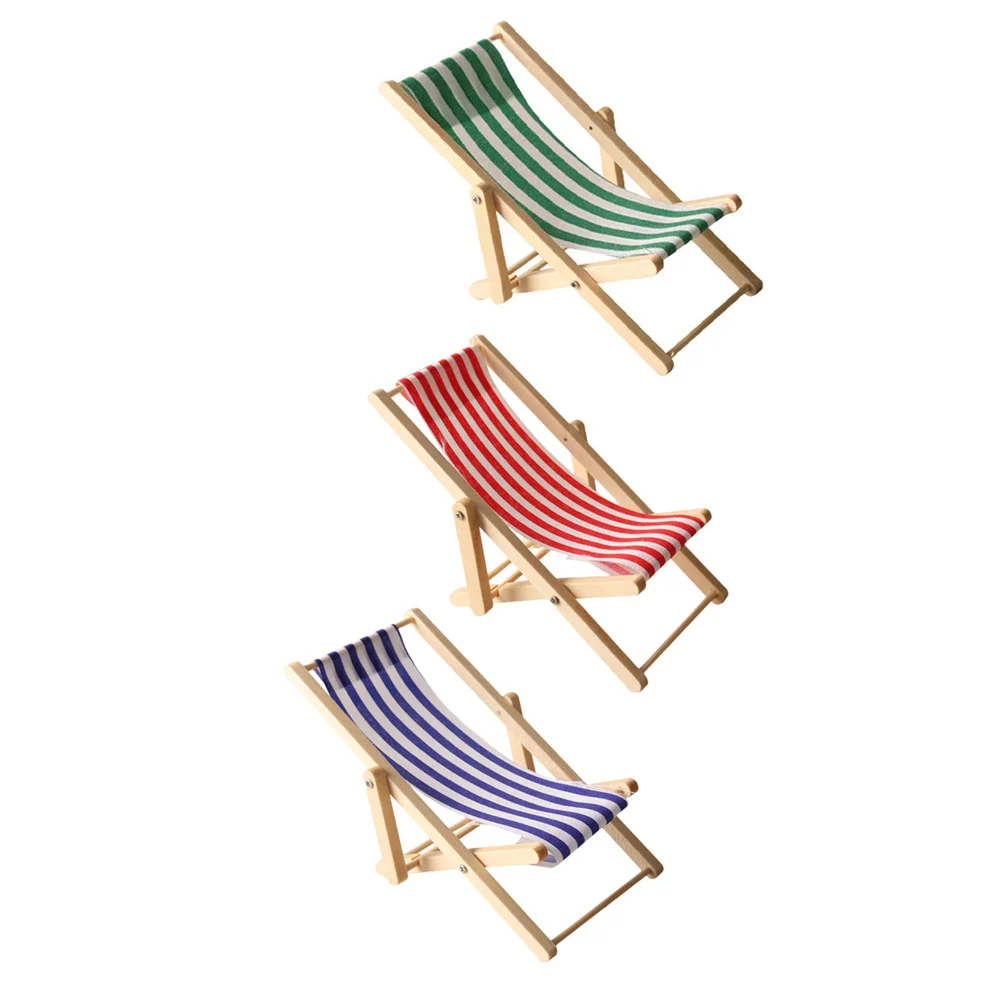 

3Pcs Miniature Beach Chair Versatile Use in Dollhouse Picnic Beach Scenes Mini Furniture Decoration Miniature Model