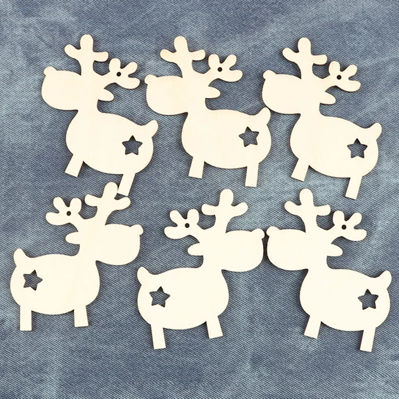 

(10pieces/pack)7.94x8.33CM Christmas Elk Wooden Decoration Door Pendant Christmas Tree Celebrating Atmosphere