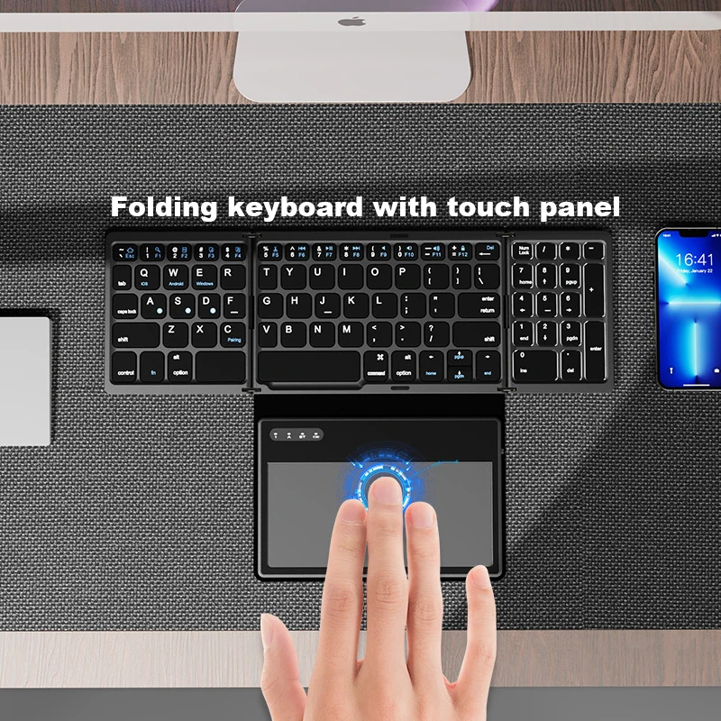 Imagem -02 - Mini Teclado sem Fio Dobrável com Touchpad Quatro Bluetooth Botões Numéricos Windows Android Ios