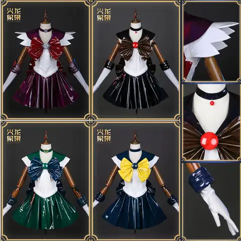 Sailor Saturn Sailor Pluto Meiou Setsuna Kaiou Michiru Tenoh Haruka Sailor Uranus Cosplay Costume Halloween Uniform Party Dress