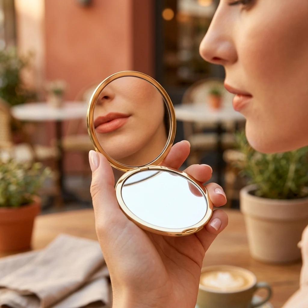 Classic Makeup Mirror Shiny Gold Shell Handy Travel Accessory Dual Magnifying Cosmetic Glass Folding Pocket Beauty Piece