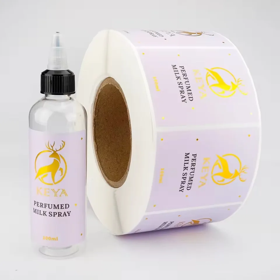 ملصقات شامبو مخصصة قابلة للتحلل الحيوي | لفة لاصقة من رقائق الذهب المقاومة للماء من الفينيل PET لتغليف زجاجات مستحضرات التجميل #3