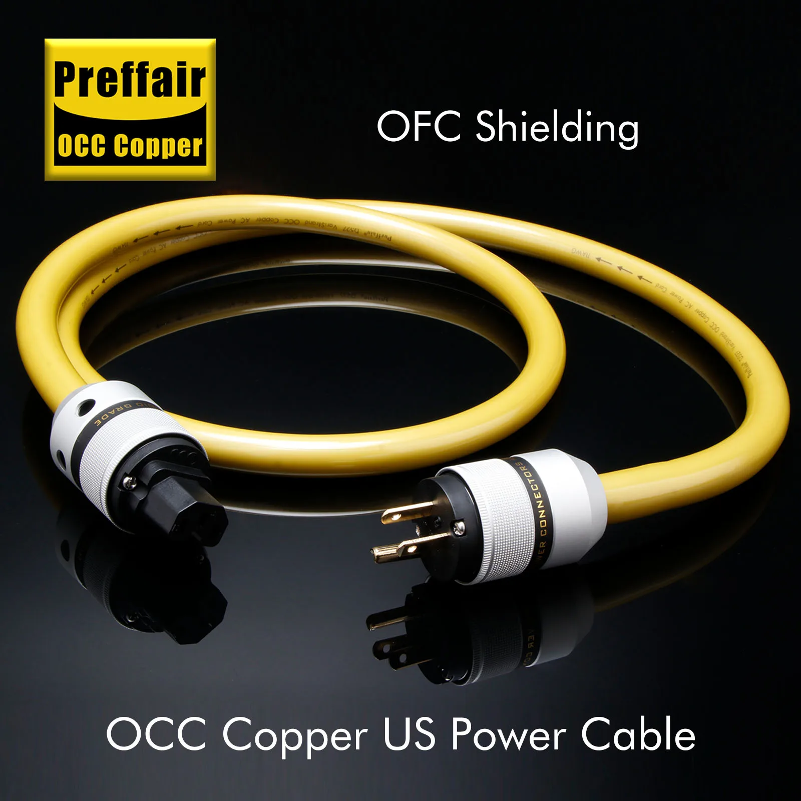 

Preffair OCC Copper Hifi EU/US Power Cable ODC Shielding Aluminium Schuko Plug Cord Power Line CD AMP