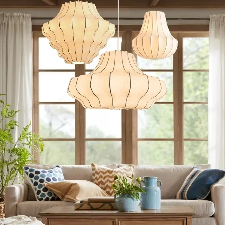 

Wabi silkworm chandelier Japanese retro living room bedroom designer art dining room lamp