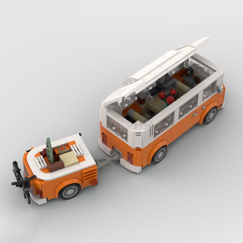 572 Uds. MOC Volkswagen Camper Van remolque ciudad modelo Juguetes de bloques de construcción construcción regalos de navidad Idea creativa ladrillo niños