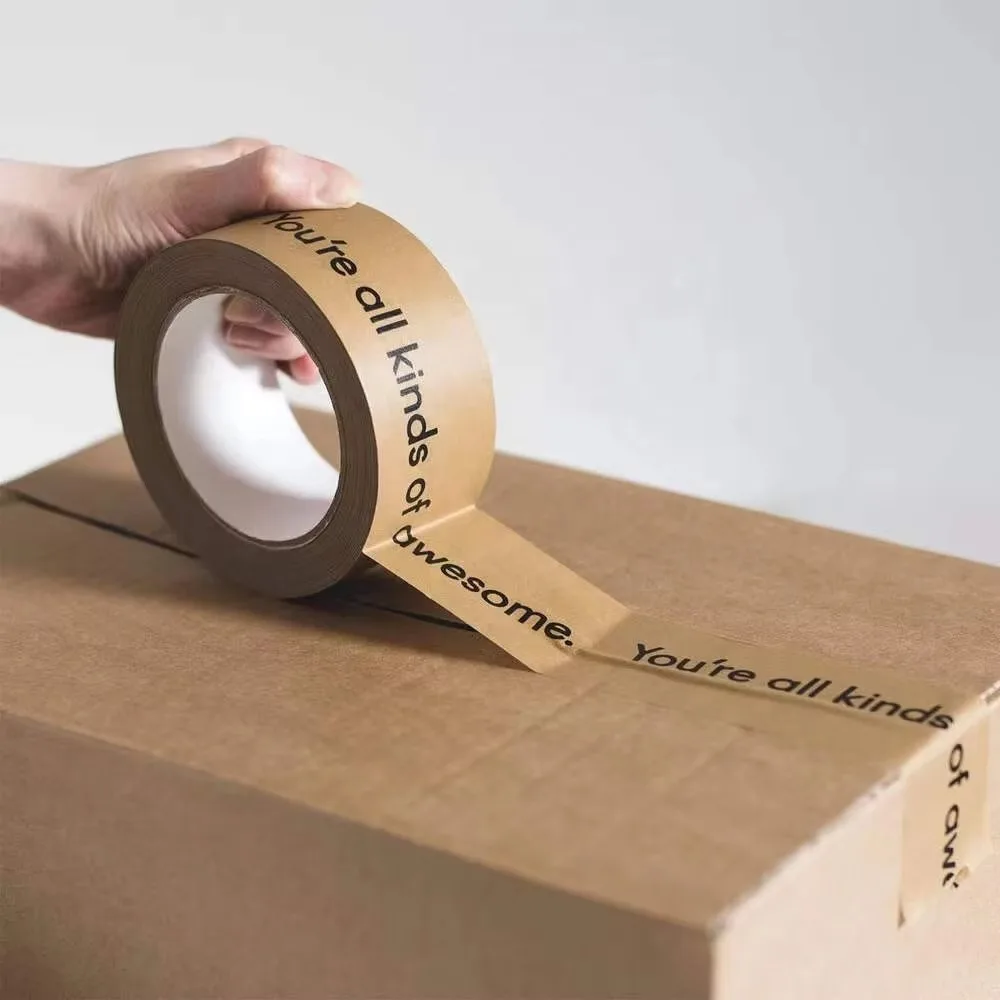 Custom Self Adhesive reinforced Kraft Paper Gummed Tape for sealing box