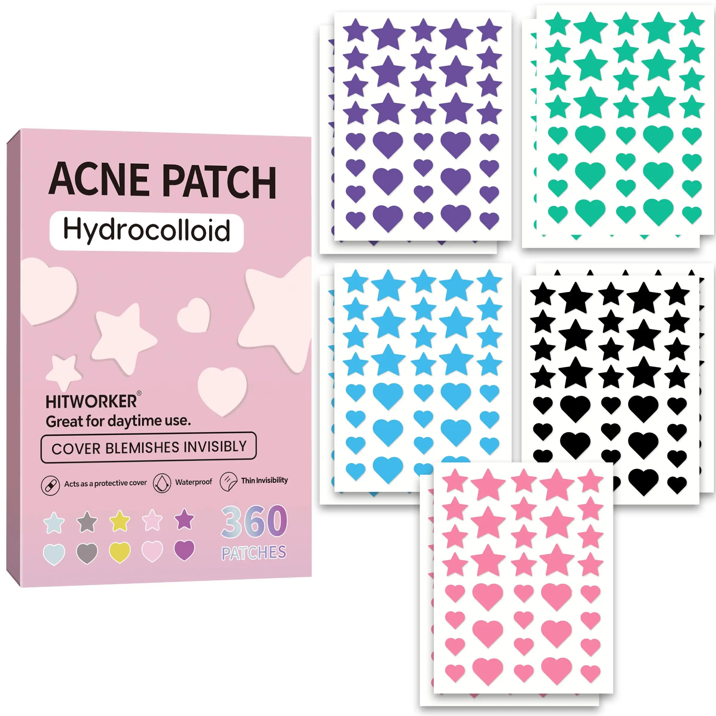 Parche Star Acne de 360 piezas: sin alcohol, utilizado para absorber secretos del acné, suave y no irritante, producto para el cuidado del acné