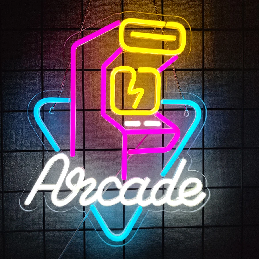 Arcade Led Neon Sign, Retro Game Console Icon, Usb Powered Switch, Used For Game Room, Clubs, Room, Man Cave And Parties Decor.