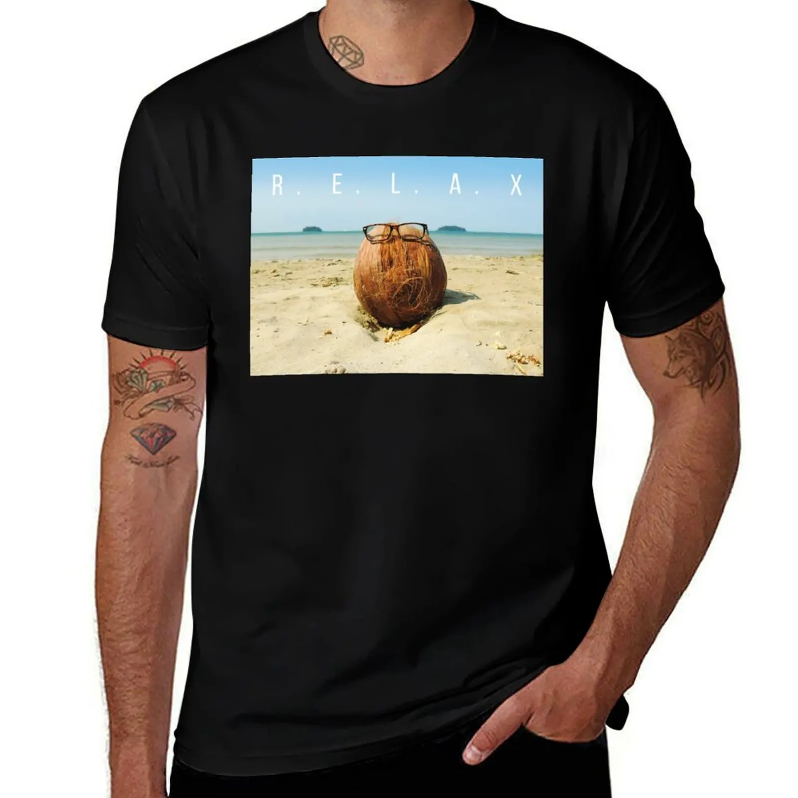 

Relax! Beach theme T-Shirt summer shirt funny gifts blacks Men's clothing