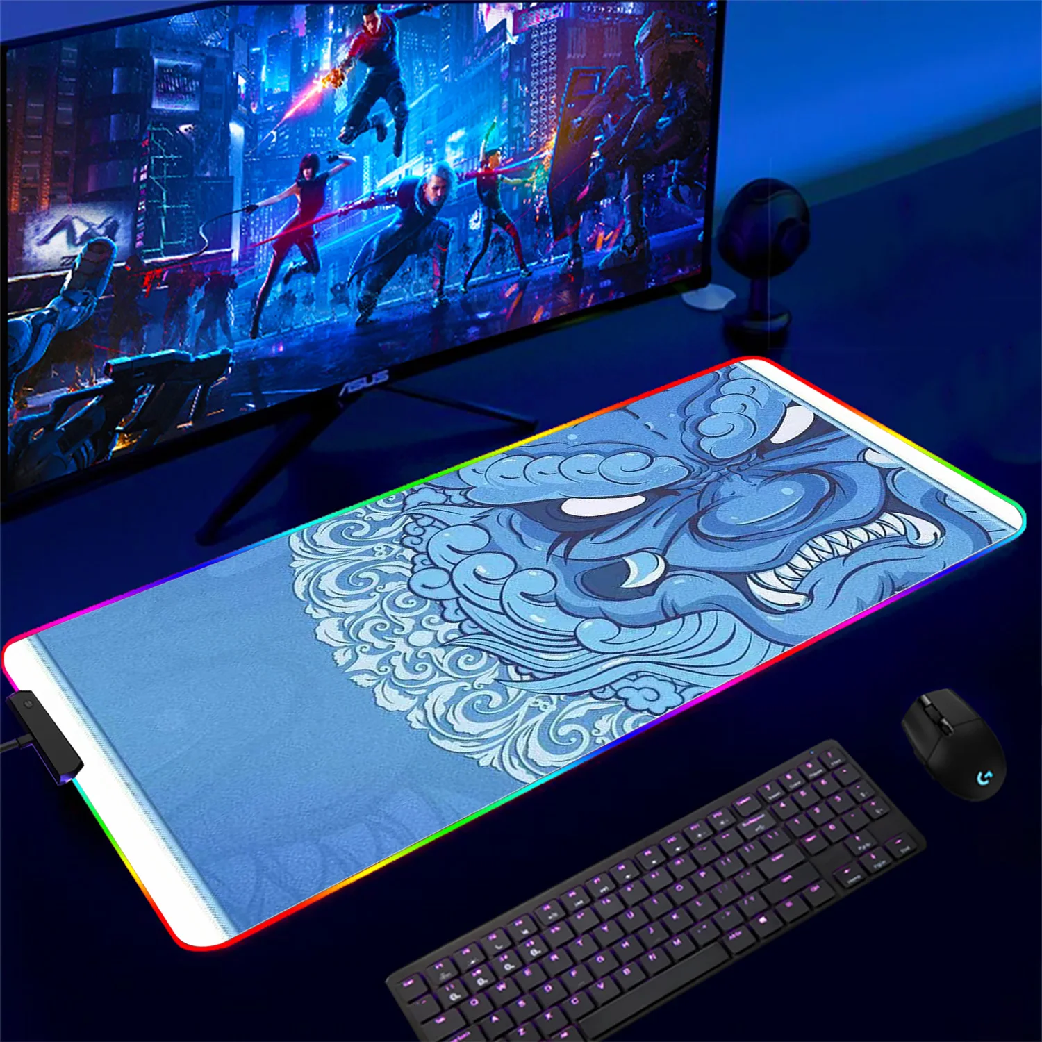 

RGB Mousepad Gamer Carpet Keyboard Mat Desk Protector Anime Cartoon Mouse Pads E-sports Tiger Cute Small Mouse Pad Laptops