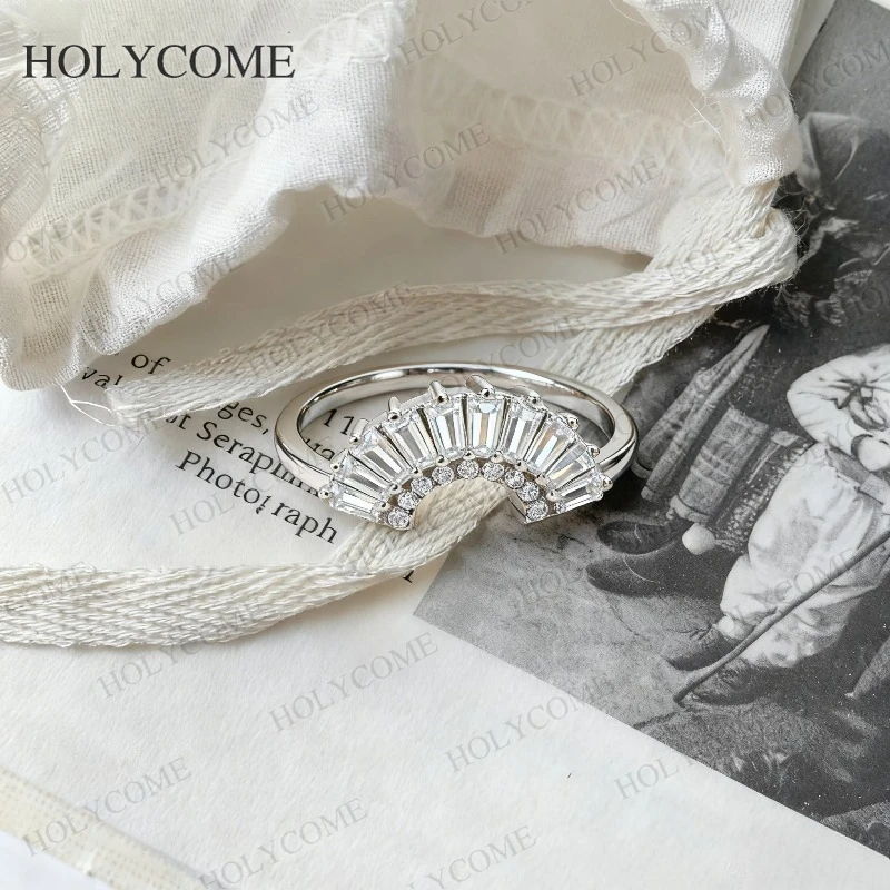 

Custom Ring Moissanite D Color Trapezoid Fan Shaped Stone VVS1 Sparkling For Wedding Christmas Engagement Jewelry Gifts Charms