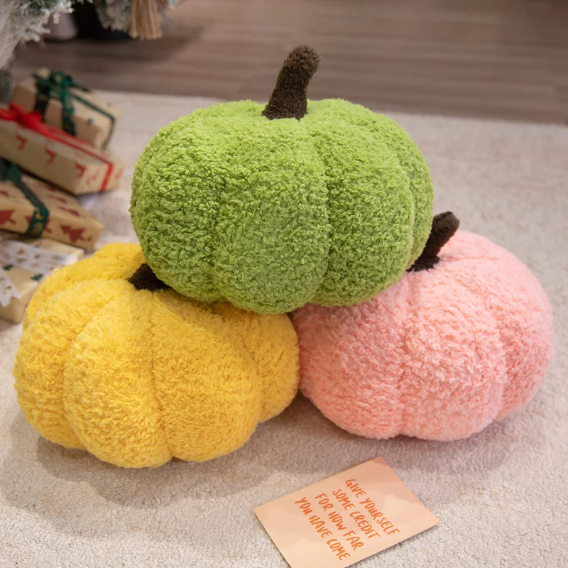 INS Style 40cm Halloween Pumpkin Plush Toy Fluffly Colorful Throw Pillow Soft Stuffed Plants Doll Sofa Cushion Home Room Decor