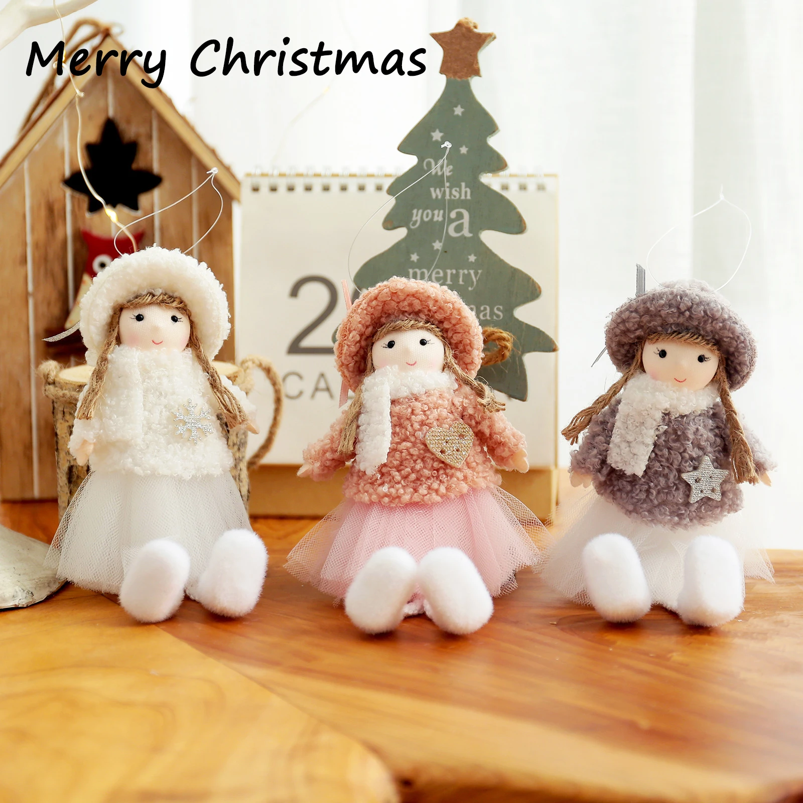 

2023 Elf Girl Plush Dolls Christmas Tree Pendants New Year Xmas Door Hanging Ornaments Mall Party Festival Room Decoration Gift