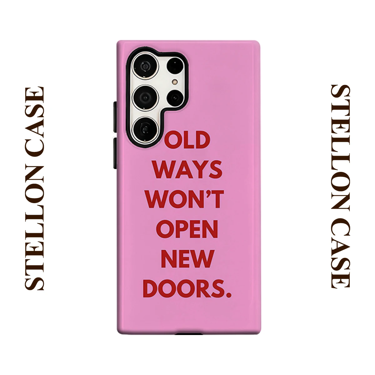 Pink Motivational Text Phone Case for Samsung Galaxy S26 S25 Ultra S24 S23 Ultra Plus Glossy Double-layer Back Cover