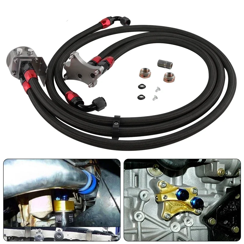 

Черный/серебристый масляный фильтр SANDWICH ADAPTER и плетеный шланг подходит для Nissan S13 S14 S15 SR20DET